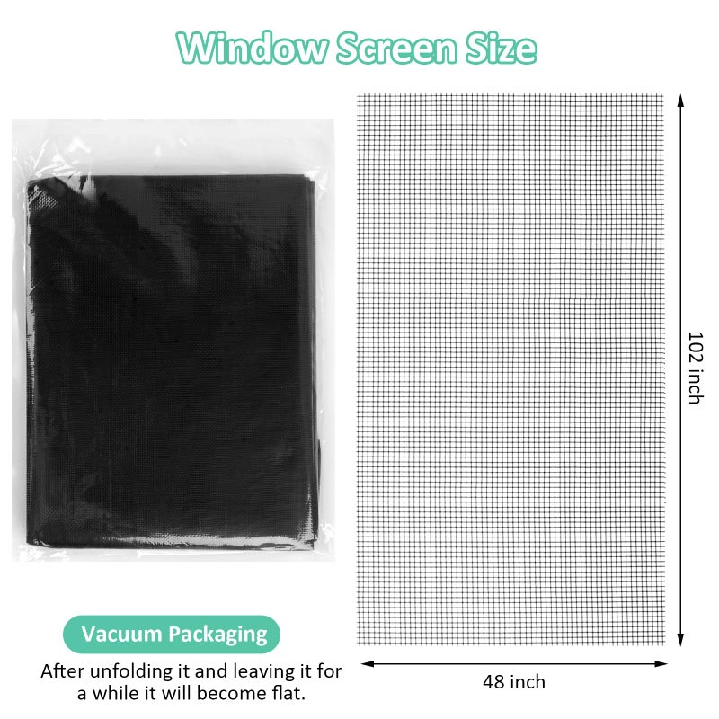 Rindion 48x102 Inch Window Screen Replacement  DIY Adjustable Pet-Proof Patio Screen  Anti-Mosquito Window Screen Mesh for Porch and Sliding Doors - Image 2